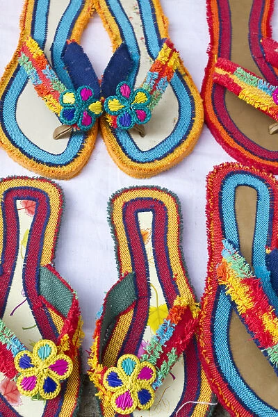 Colombia, Bolivar, Cartagena De Indias, Old walled city, Colourful flip flogs
