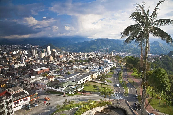 Colombia, Caldes, Manizales, Chipre, Manizales city center from Chipre