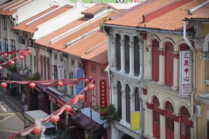 Framed Print : Colonial shop houses, China Town, Singapore Framed Print : Colonial shop houses, China Town, Singapore