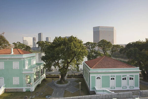 Colonial villas of House Museum with the Venetain hotel in background, Taipa, Macau