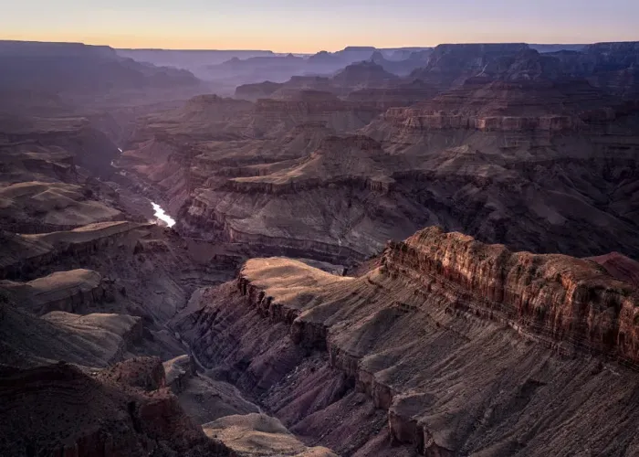 Framed Print : Colorado river flowing through Grand Canyon at sunset, Lipan Point