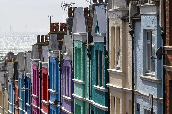 Colored houses, Brighton, East Sussex, England, UK