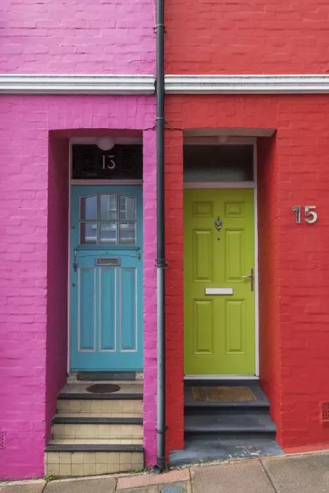 Framed Print : Colored houses, Brighton, East Sussex, England, UK