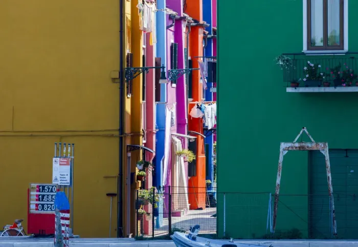 Framed Print : Colored Houses on the Waterfront on the Island of Burano, Venice, Italy Framed Print : Colored Houses on the Waterfront on the Island of Burano, Venice, Italy