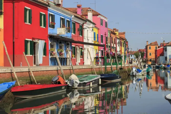 Framed Print : Colored Houses on the Waterfront on the Island of Burano; Venice, Italy Framed Print : Colored Houses on the Waterfront on the Island of Burano; Venice, Italy