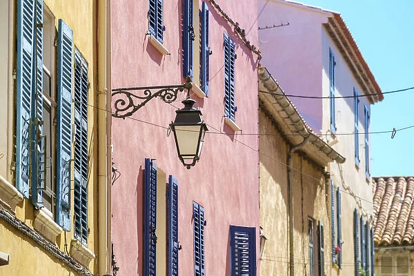 Colorful buildings in historic old town of Sanary-sur-Mer, Var department