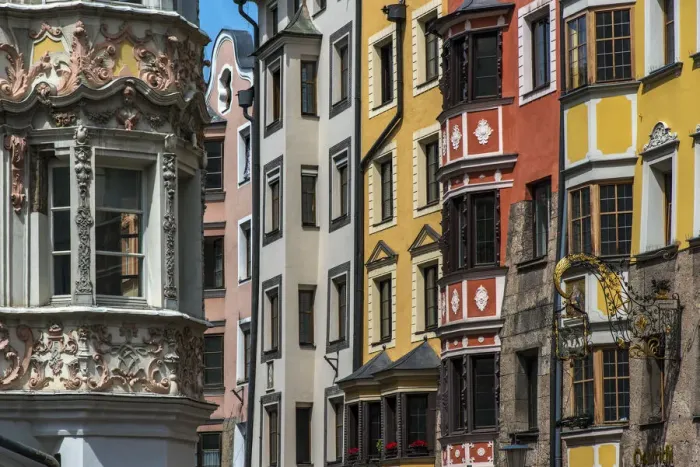Framed Print : Colorful buildings in the old town, Innsbruck, Tyrol, Austria Framed Print : Colorful buildings in the old town, Innsbruck, Tyrol, Austria