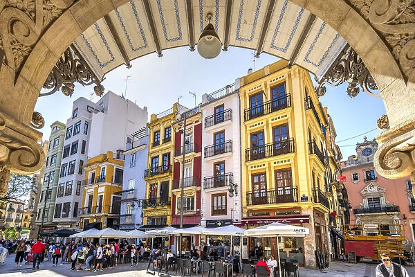 Colorful buildings in the old town, Valencia, Valencian Community, Spain