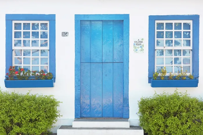 Framed Print : Colorful door and windows on the Orla Bardot street of Buzios, Rio de Janeiro, Brazil Framed Print : Colorful door and windows on the Orla Bardot street of Buzios, Rio de Janeiro, Brazil