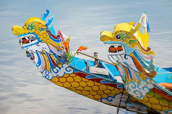 Colorful Dragon Boats on the Perfume River, Hue, Thua Thien-Hue Province, Vietnam