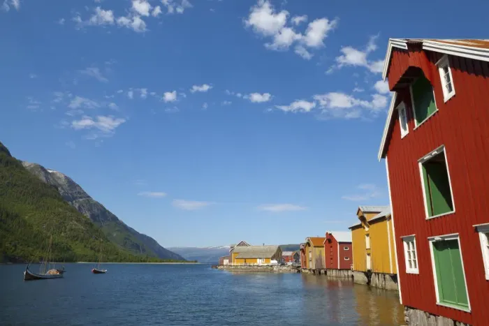 Framed Print : Colorful Fishing Warehouses, Mosjoen, Nordland, Norway Framed Print : Colorful Fishing Warehouses, Mosjoen, Nordland, Norway