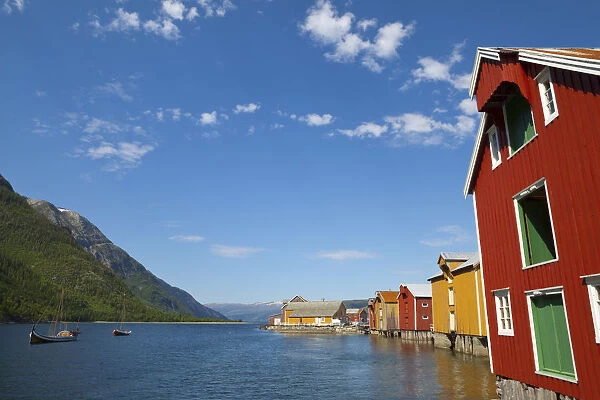 Colorful Fishing Warehouses, Mosjoen, Nordland, Norway