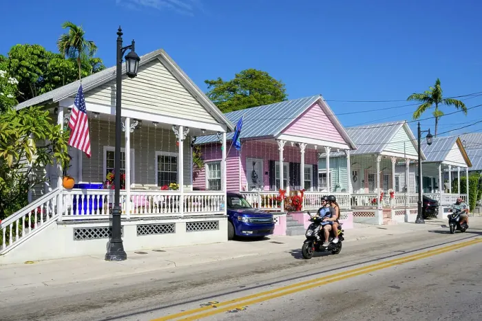 Framed Print : Colorful Homes Key West, Florida, USA