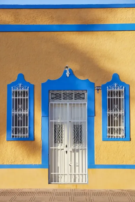Framed Print : A colorful house in colonial architecture, Merida, Yucatan, Mexico Framed Print : A colorful house in colonial architecture, Merida, Yucatan, Mexico