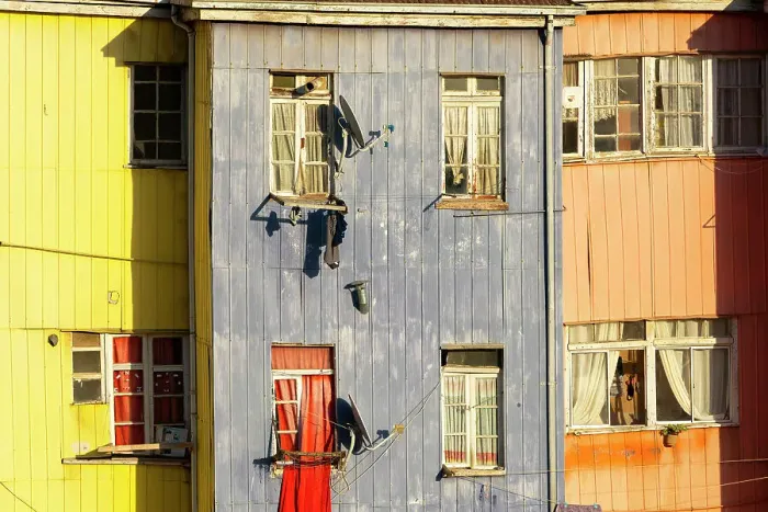 Framed Print : Detail of colorful houses, Cerro Bellavista, Valparaiso, Valparaiso Province, Valparaiso Region, Chile Framed Print : Detail of colorful houses, Cerro Bellavista, Valparaiso, Valparaiso Province, Valparaiso Region, Chile