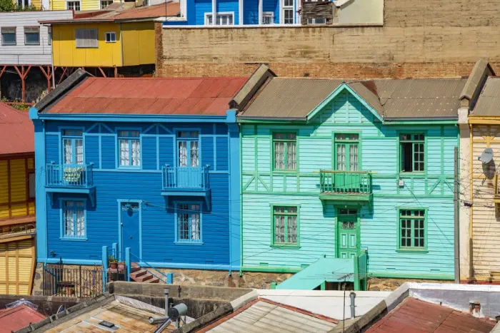 Framed Print : Detail of colorful houses, Cerro San Juan de Dios, Valparaiso, Valparaiso Province, Valparaiso Region, Chile Framed Print : Detail of colorful houses, Cerro San Juan de Dios, Valparaiso, Valparaiso Province, Valparaiso Region, Chile