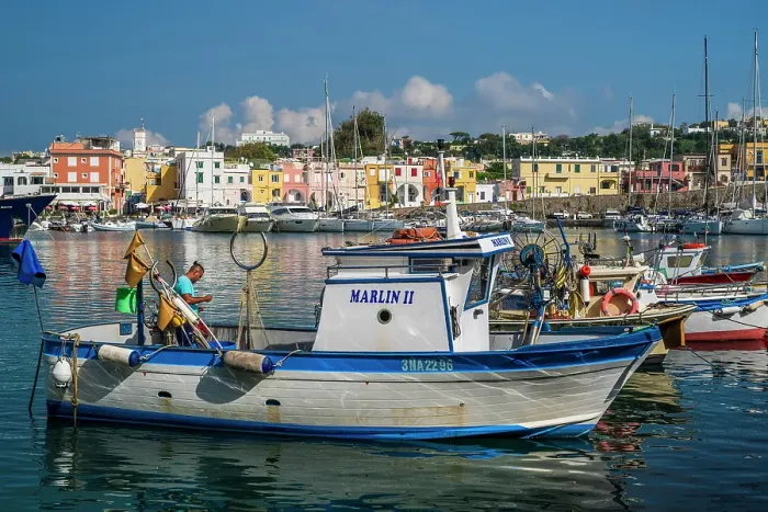 Framed Print : Colorful houses in Chiaiolella, Procida, Campania, Italy Framed Print : Colorful houses in Chiaiolella, Procida, Campania, Italy