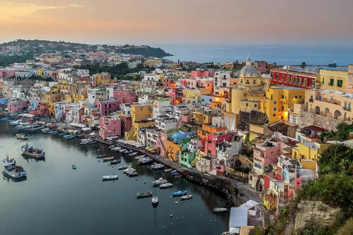 Framed Print : Colorful houses in Chiaiolella, Procida, Campania, Italy Framed Print : Colorful houses in Chiaiolella, Procida, Campania, Italy