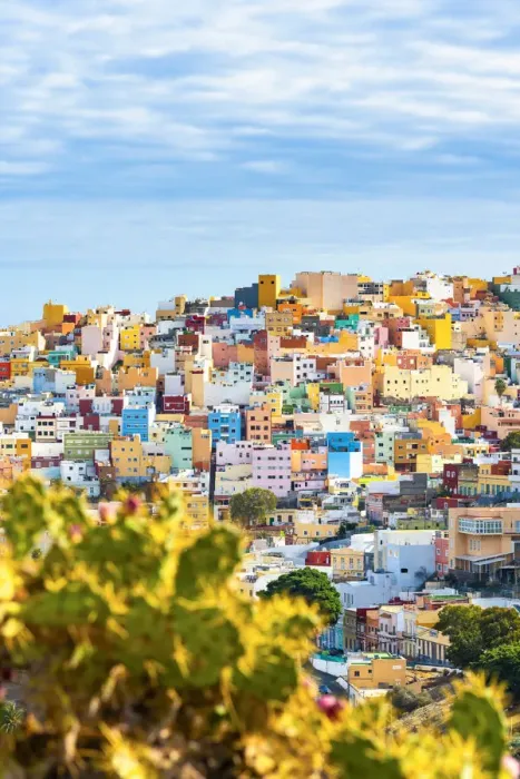 Framed Print : Colorful Houses at Las Palmas. Gran Canaria, Canary Islands, Spain Framed Print : Colorful Houses at Las Palmas. Gran Canaria, Canary Islands, Spain
