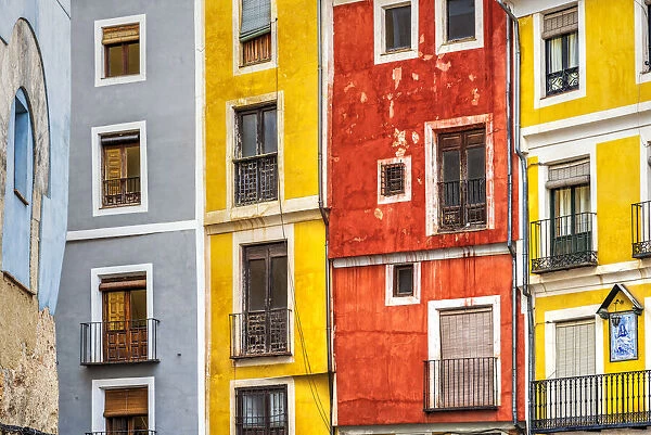 Colorful houses in the old town, Cuenca, Castilla-La Mancha, Spain