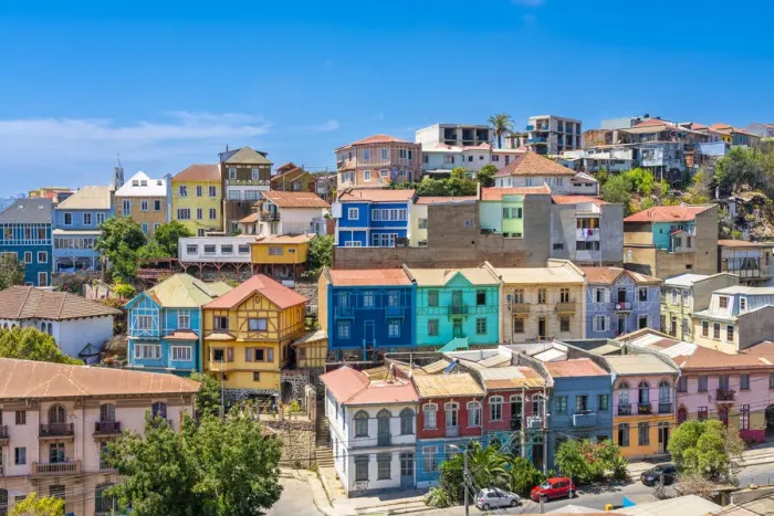 Framed Print : Colorful houses in town on sunny day, Cerro San Juan de Dios, Valparaiso, Valparaiso Province, Valparaiso Region, Chile Framed Print : Colorful houses in town on sunny day, Cerro San Juan de Dios, Valparaiso, Valparaiso Province, Valparaiso Region, Chile