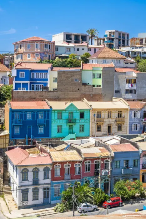 Framed Print : Colorful houses in town on sunny day, Cerro San Juan de Dios, Valparaiso, Valparaiso Province, Valparaiso Region, Chile Framed Print : Colorful houses in town on sunny day, Cerro San Juan de Dios, Valparaiso, Valparaiso Province, Valparaiso Region, Chile