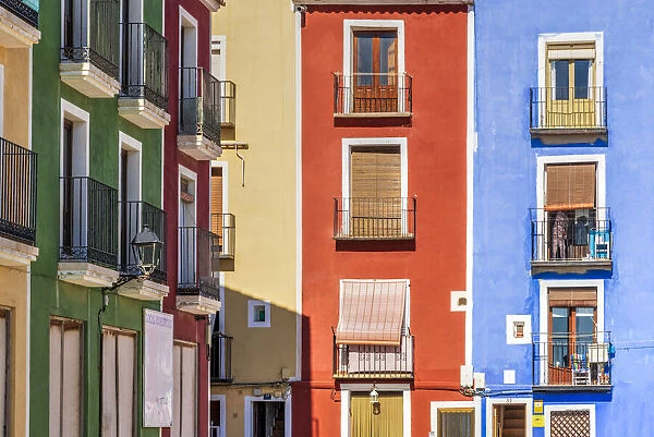 Colorful houses, Villajoyosa, Costa Blanca, Valencian Community, Spain