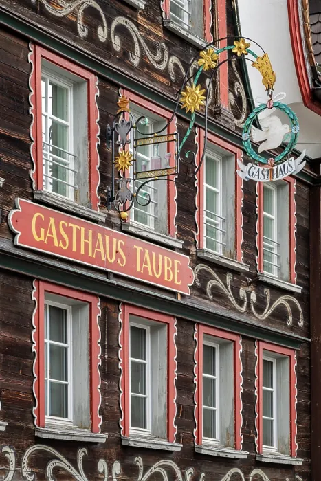 Framed Print : Colorful painted houses, Appenzell, Canton of Appenzell Innerrhoden, Switzerland