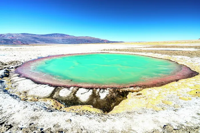 Framed Print : Colorful salt lagoon, Ojos del Campo, Salar de Antofalla, Puna, Catamarca, Argentina