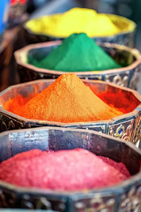 Framed Print : Colorful scented spices in cone shape in a row, Marrakesh, Morocco Framed Print : Colorful scented spices in cone shape in a row, Marrakesh, Morocco