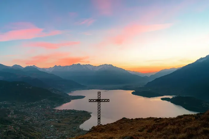 Framed Print : Colorful sky at dawn over Lake Como and Alto Lario view from summit cross on Crocetta mountain above Dongo village, Como, Italy Framed Print : Colorful sky at dawn over Lake Como and Alto Lario view from summit cross on Crocetta mountain above Dongo village, Como, Italy