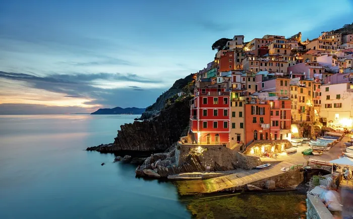 Framed Print : The colorful village of Riomaggiore at dusk, Cinque Terre, La Spezia district, Liguria, Italy Framed Print : The colorful village of Riomaggiore at dusk, Cinque Terre, La Spezia district, Liguria, Italy