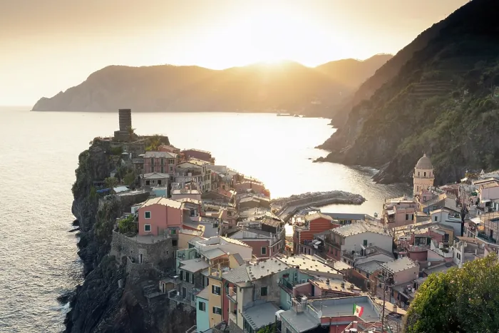 Framed Print : The colorful village of Vernazza at sunset, Cinque Terre, La Spezia district, Liguria, Italy Framed Print : The colorful village of Vernazza at sunset, Cinque Terre, La Spezia district, Liguria, Italy