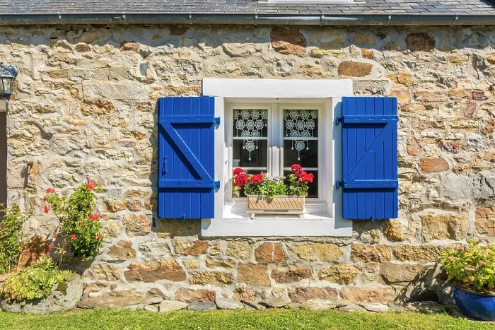Framed Print : Colorful window in the hamlet of Montourgard, Crozon Peninsula, Finistere, Brittany, France Framed Print : Colorful window in the hamlet of Montourgard, Crozon Peninsula, Finistere, Brittany, France