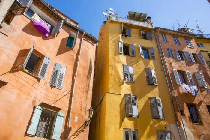 Framed Print : Colouful buildings, Grasse, Alpes-Maritimes, Provence-Alpes-Cote D Azur, French Riviera