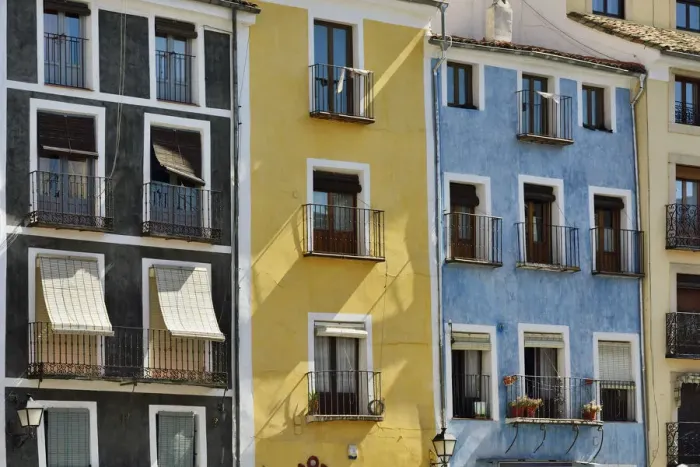 Framed Print : Coloured houses at the Plaza Mayor in the walled town of Cuenca, a Unesco World Heritage Framed Print : Coloured houses at the Plaza Mayor in the walled town of Cuenca, a Unesco World Heritage
