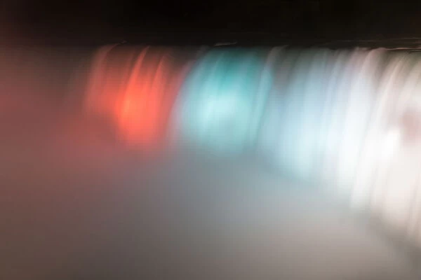Coloured illumination of Niagara Falls, City of Niagara Falls, Ontario, Canada, North