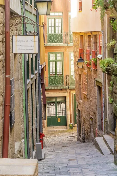 Framed Print : Colourful alley in Porto, Porto, Portugal, Europe Framed Print : Colourful alley in Porto, Porto, Portugal, Europe