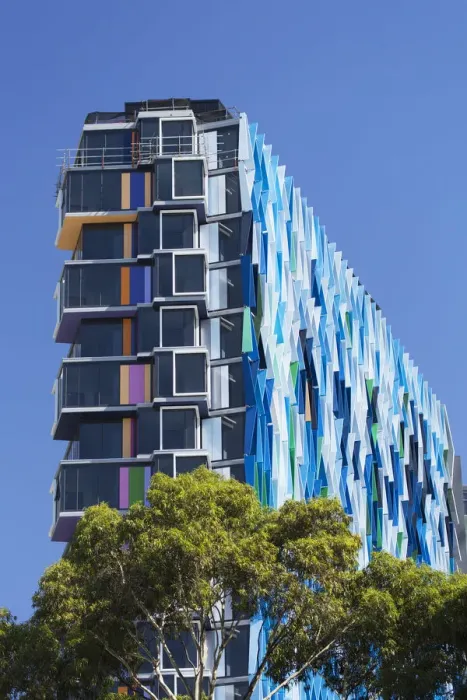 Framed Print : Colourful apartment block, Melbourne, Victoria, Australia Framed Print : Colourful apartment block, Melbourne, Victoria, Australia