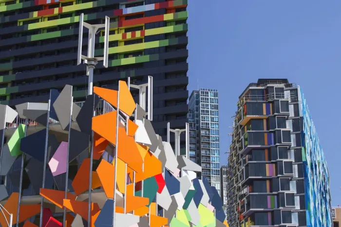 Framed Print : Colourful apartment blocks, Melbourne, Victoria, Australia