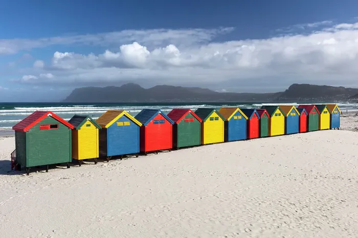 Framed Print : Colourful beach huts, Muizenberg, Cape Town, Western Cape, South Africa Framed Print : Colourful beach huts, Muizenberg, Cape Town, Western Cape, South Africa