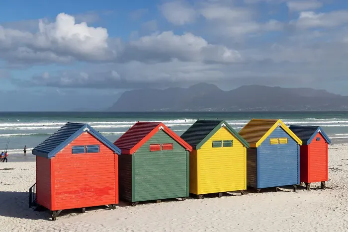 Framed Print : Colourful beach huts, Muizenberg, Cape Town, Western Cape, South Africa Framed Print : Colourful beach huts, Muizenberg, Cape Town, Western Cape, South Africa