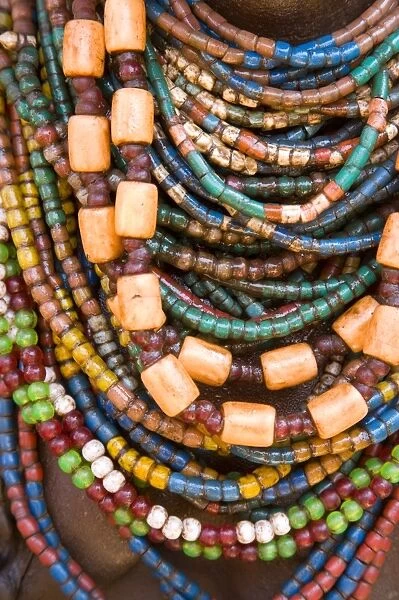 Colourful beads worn by a woman of the Galeb tribe