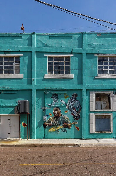 Colourful blues mural, Clarksdale, Mississippi, USA