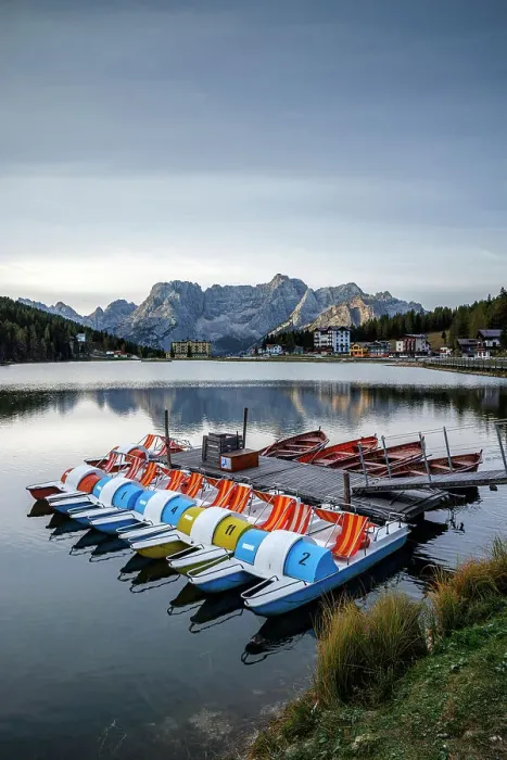 Framed Print : Colourful boats on Laguna Misurina, Dolomites, Auronzo di Cadore, Belluno province, Veneto, Italy Framed Print : Colourful boats on Laguna Misurina, Dolomites, Auronzo di Cadore, Belluno province, Veneto, Italy