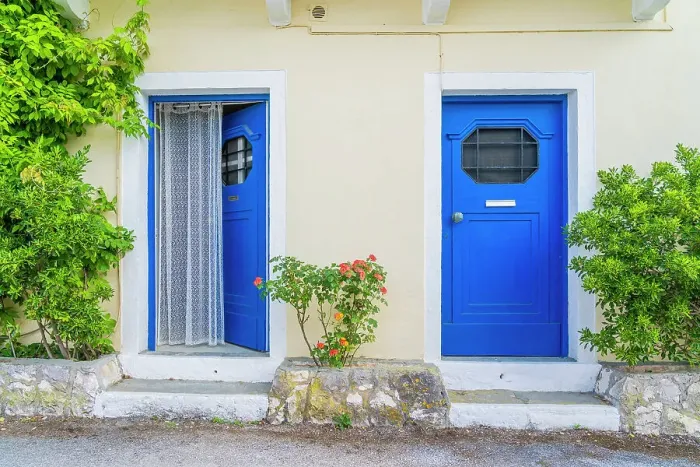 Framed Print : Colourful building, Fiscardo, Kefalonia, Ionian Islands, Greek Islands, Greece Framed Print : Colourful building, Fiscardo, Kefalonia, Ionian Islands, Greek Islands, Greece