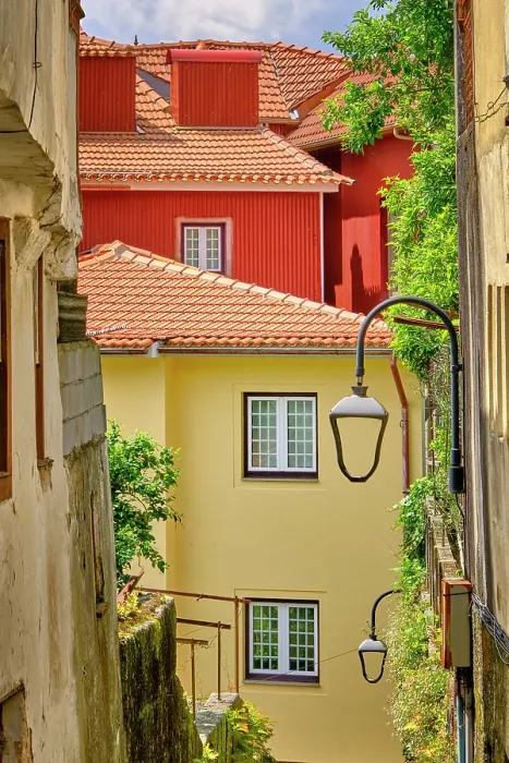 Framed Print : Colourful buildings in the old town of Amarante, Portugal Framed Print : Colourful buildings in the old town of Amarante, Portugal