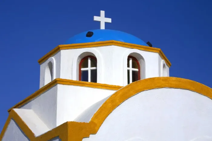 Framed Print : Colourful Church, Oia, Santorini, Greece Framed Print : Colourful Church, Oia, Santorini, Greece