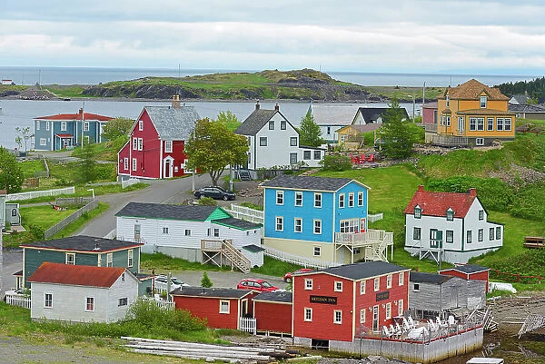 Colourful coastal fishing Village of Trinity on the Atlantic Ocean shoreline. Trinity, Newfoundland & Labrador, Canada