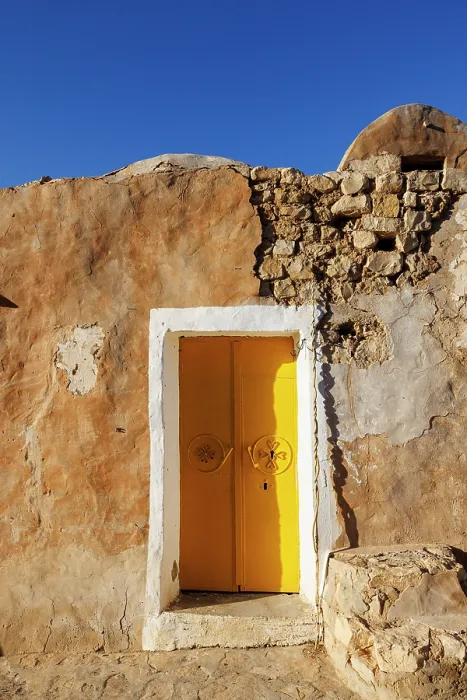 Framed Print : Colourful door at Ksar Ouled Soltane, Tataouine, Tunisia Framed Print : Colourful door at Ksar Ouled Soltane, Tataouine, Tunisia